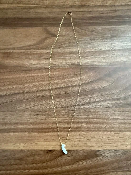 California State Pendant Necklace Opal Gold Chain Dainty Delicate NWOT - Picture 2 of 3
